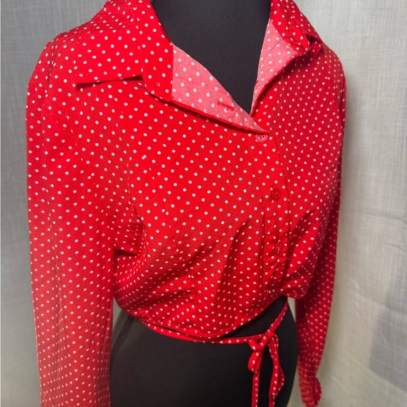Fashion Nova Red Polka Dot Blouse - Picture 6 of 7